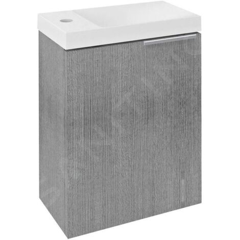 Sapho Latus - Meuble-vasque 394x500x220 mm, 1 porte (gauche/droite), chêne argenté LT110-1111