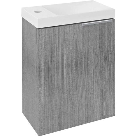 Sapho Latus - Mobiletto sottolavabo, 39x50x22 cm, 1 anta sx/dx, rovere argento LT110-1111