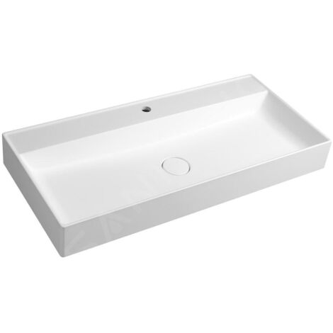 Sapho Lavabos - Lavabo 100x47 cm, sans trop-plein, trou pour robinet, blanc TW100