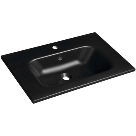 Sapho Lavabos - Lavabo 46x71 cm, con rebosadero, orificio para grifo, negro SD071B