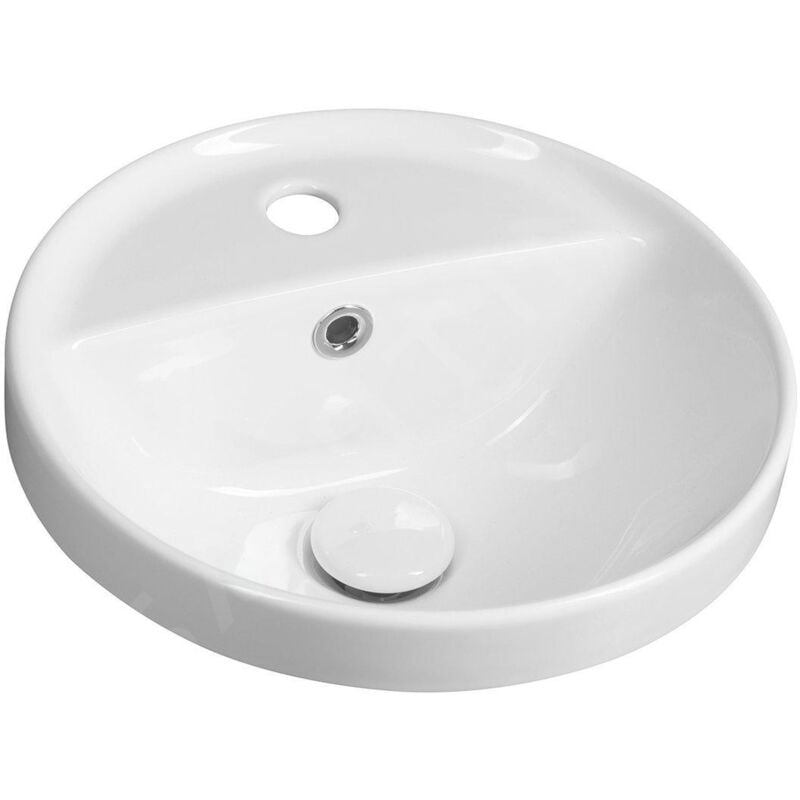 Lavabos - Lavabo, diamètre 38 cm, avec trop-plein, trou pour robinetterie, blanc TU0652 - Sapho
