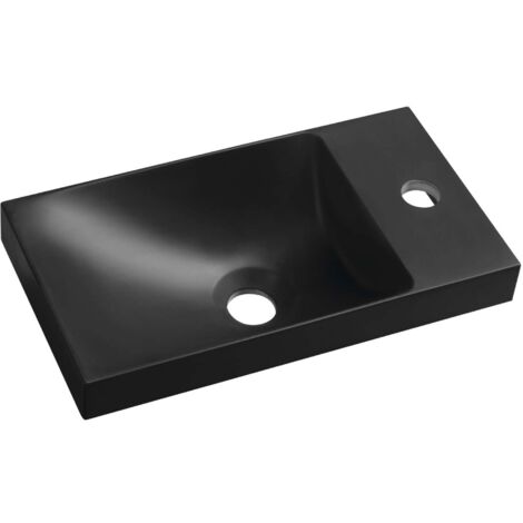 Sapho - Lavamani 40x22 cm, senza troppopieno, foro per miscelatore, nero AS400B