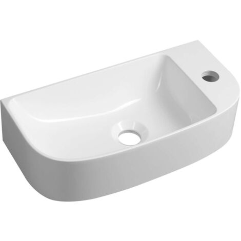 Sapho - Lavamani 44x22 cm, senza troppopieno, foro per miscelatore a destra, bianco AG440