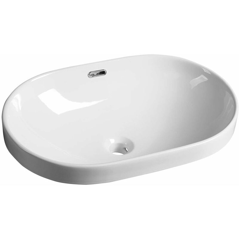 Sapho Lima - Lavabo semi-encastrable 60x18x40 cm, blanc BH7022