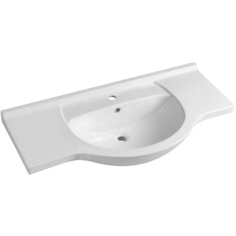 Sapho – Meuble-lavabo céramique blanche 1050x500 mm – Atypique avec trou pour robinet et trop-plein – Pour montage sur meuble – 16105