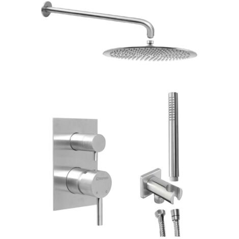 Sapho Minimal - Conjunto de ducha con grifo empotrado, con cuerpo de montaje, diámetro 30 cm, acero inoxidable MI042-01