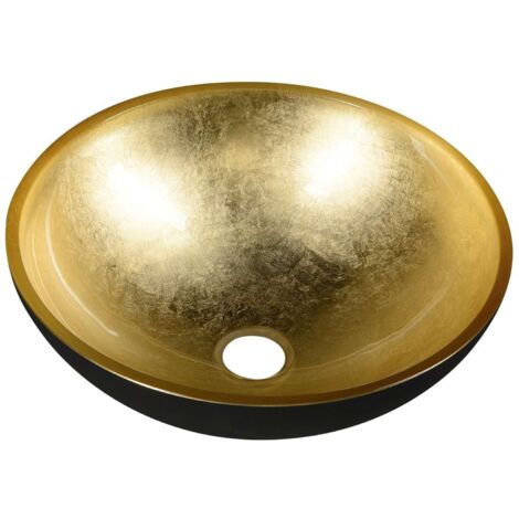 Sapho Murano - Lavabo da appoggio, 40x14 cm, nero/oro AL5318-77