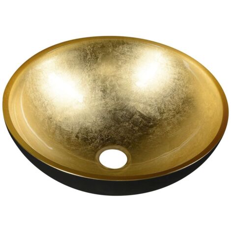 Sapho Murano - Lavabo sobre encimera 40x14 cm, negro/oro AL5318-77