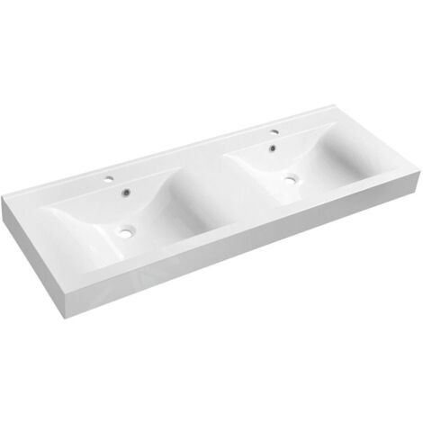 Sapho Nadja - Double-lavabo 1400x500 mm, avec trop-plein, trous pour robinet, blanc 68141