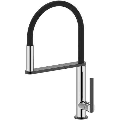Sapho Nimoa - Grifo de fregadero con brazo flexible, cromo/negro MA640GM