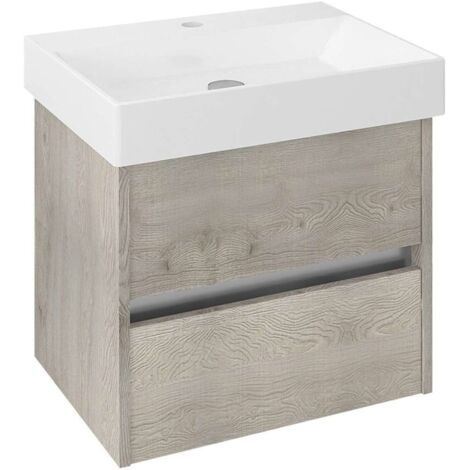 Sapho Nirona - Mueble para lavabo 57x52x40 cm, 1 cajón, roble Mocca NR060-1212