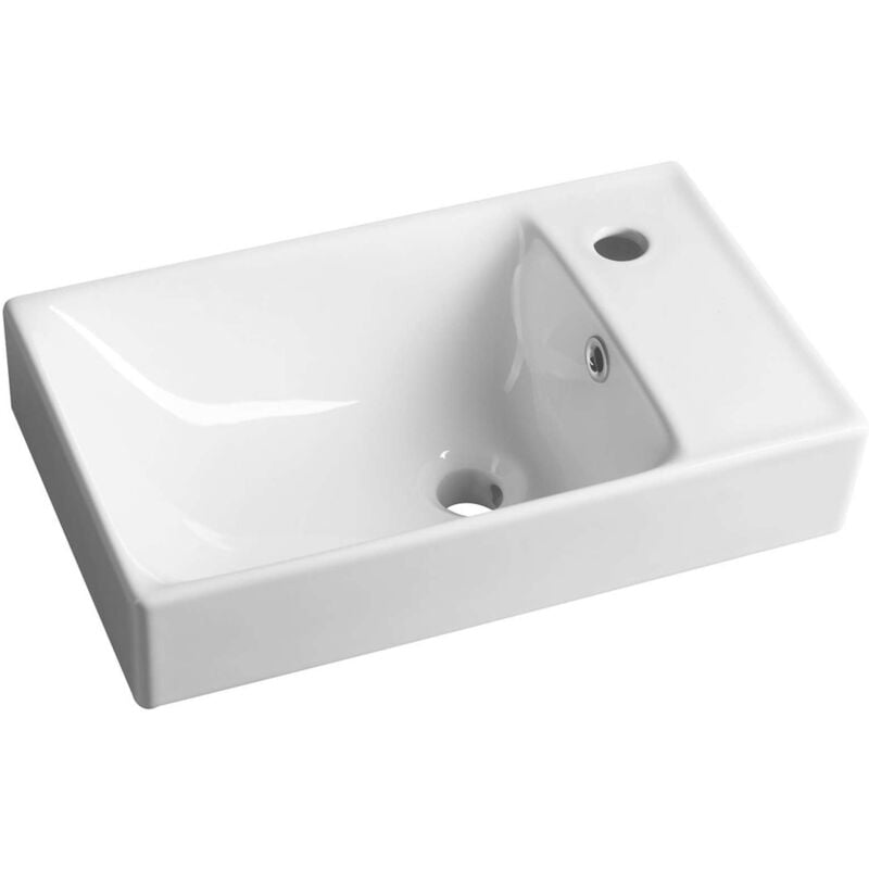 Sapho - Nuali - Lave-mains 5x3 cm, avec trop-plein, avec trou de robinetterie, blanc TU0129