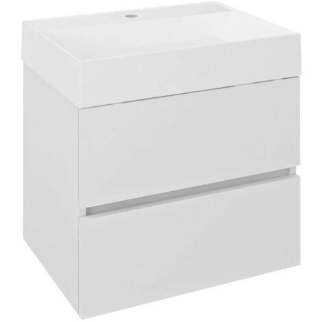 Sapho Odetta - Mobiletto da lavabo, 57x50x44 cm, 2 cassetti, bianco lucido DT060-3030