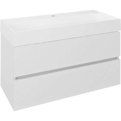 Sapho Odetta - Mueble de lavabo 95x50x44 cm, 2 cajones, blanco brillante DT100-3030