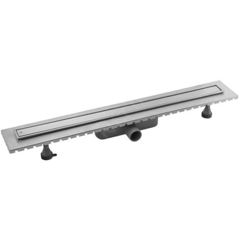 Sapho Omp Tea Esseflow - Caniveau de douche en inox Spring avec grille, pose libre, 1010x60x80 mm, pour espace, inox 6963.401.8
