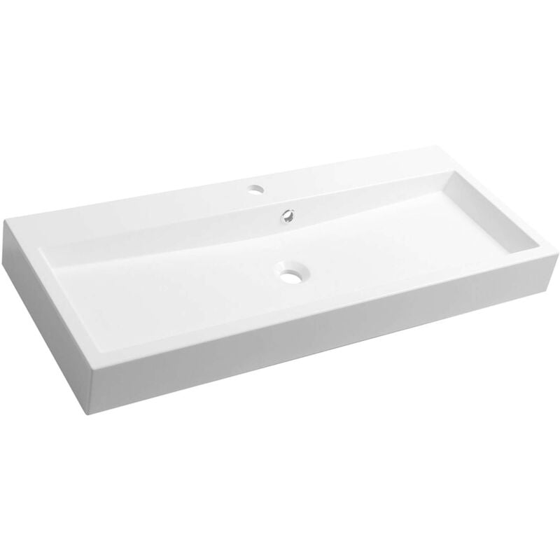 Sapho Orinoko - Lavabo 100x42 cm, marbre coulé, blanc OR100