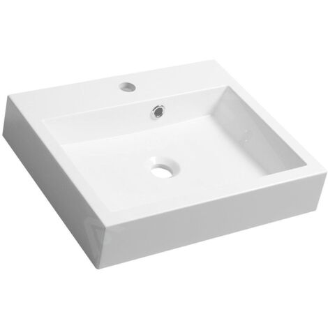 Sapho Orinoko - Lavabo 500x420 mm, marbre coulé, blanc OR050