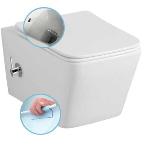 Sapho Porto - Inodoro suspendido con ducha de bidé, Rimless, blanco PZ102RX
