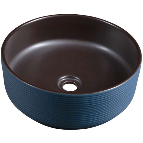 Sapho Priori - Aufsatzwaschbecken, Durchmesser 41 cm, ohne Überlauf, braun/blau PI033