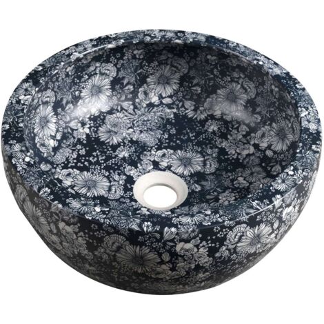 Sapho Priori - Lavabo da appoggio, diametro 41 cm, senza troppopieno, blu PI038