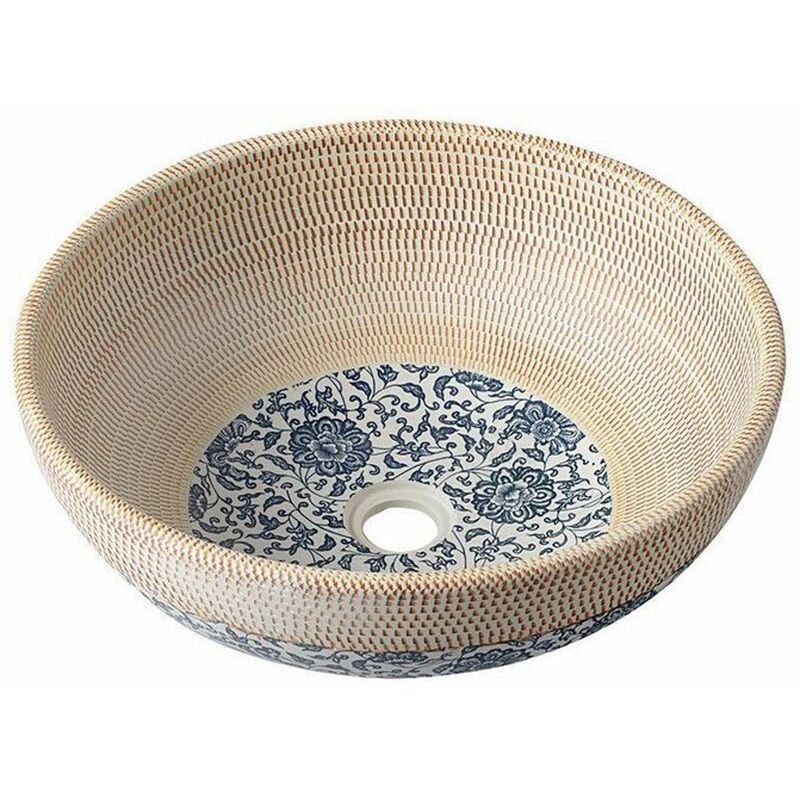 Sapho Priori - Lavabo, diamètre 42 cm, beige avec motif en bleu PI011