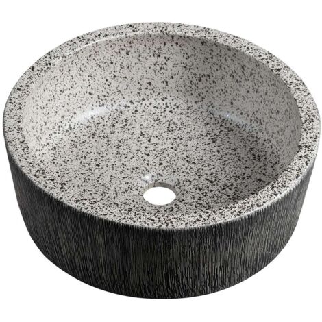 Sapho Priori - Lavabo para encimera, diámetro 41 cm, sin rebosadero, gris PI035