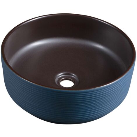 Sapho Priori - Lavabo para encimera, diámetro 41 cm, sin rebosadero, marrón/azul PI033