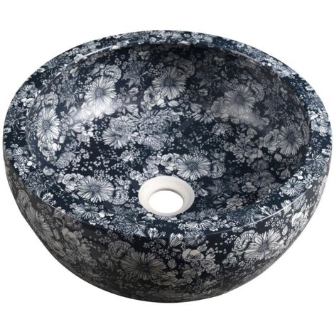 Sapho Priori - Lavabo pour plan de travail, diamètre 41 cm, sans trop-plein, bleu PI038