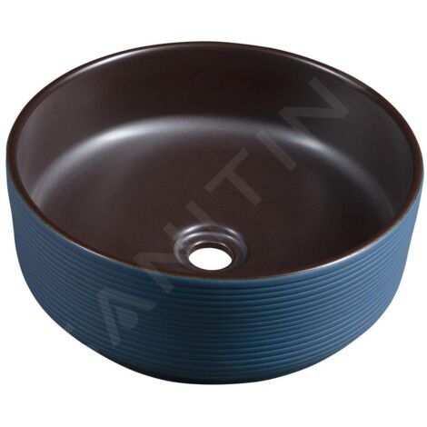 Sapho Priori - Lavabo pour plan de travail, diamètre 41 cm, sans trop-plein, brun/bleu PI033