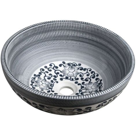Sapho Priori - Lavabo sobre encimera, diámetro 41 cm, sin rebosadero, azul PI036