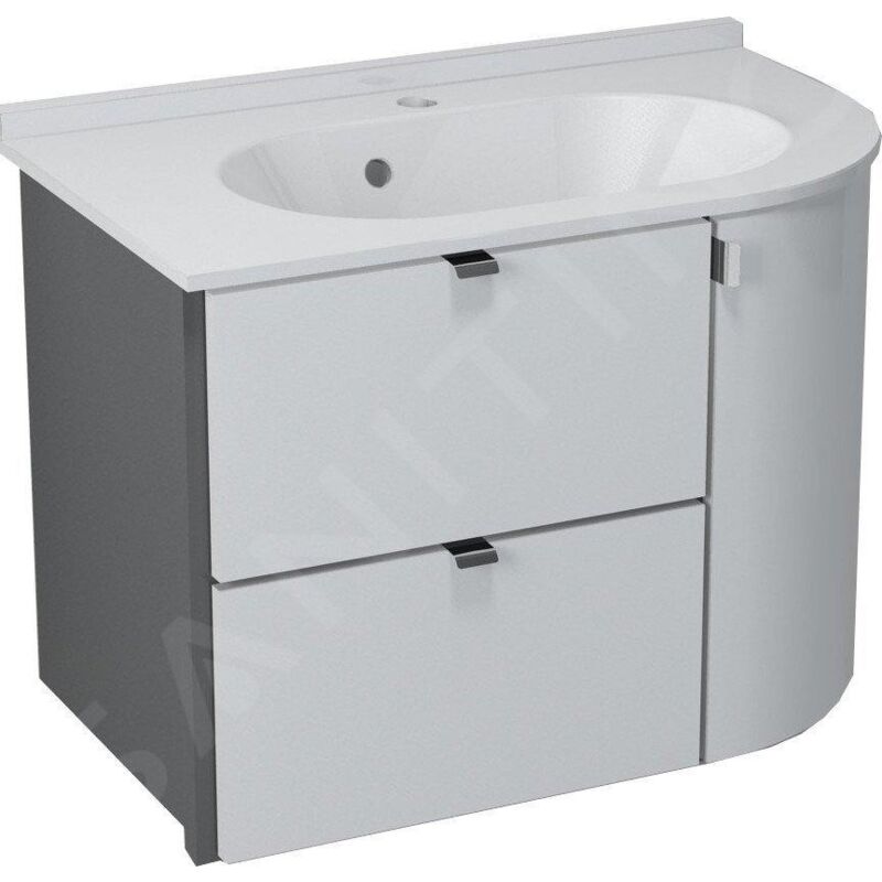 Sapho - Pulse - Meuble-vasque d´angle, 750x520x450 mm, version gauche, blanc/anthracite PU075-3034