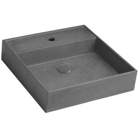 Sapho Quadrado - Lavabo sobre encimera 46x46 cm, sin rebosadero, 1 orificio para grifo, granito negro AR468