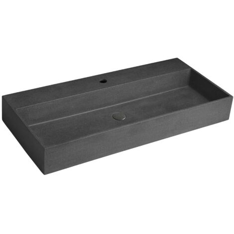 Sapho Quadrado - Lavabo sobre encimera 96x44 cm, con 1 orificio para grifo, negro granito AR466