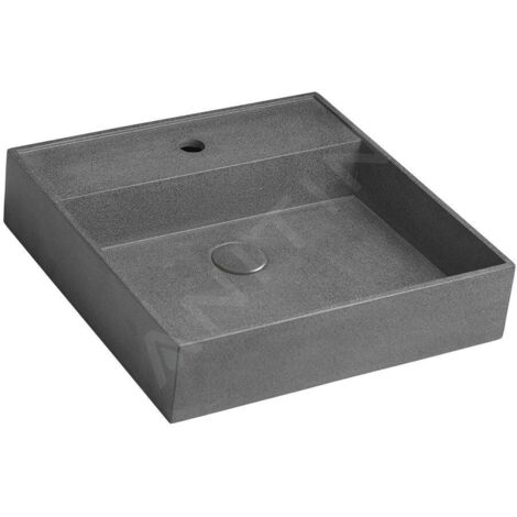 Sapho Quadrado - Vasque, 460x460 mm, sans trop-plein, 1 trou de robinetterie, noir granite AR468