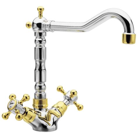 Sapho Reitano Rubinetteria Antea - Miscelatore lavabo con scarico, cromo/oro 3372