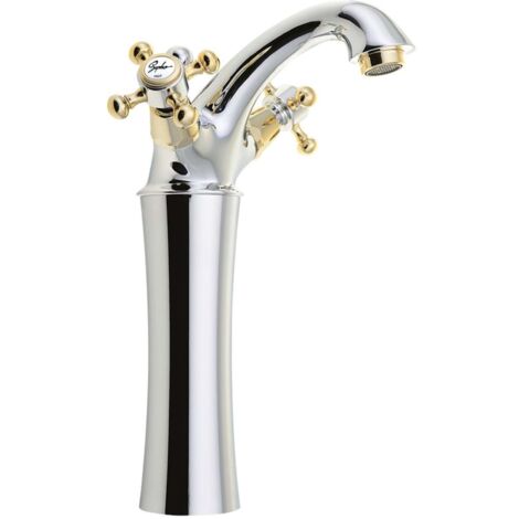 Sapho Reitano Rubinetteria Antea - Miscelatore stand da piedi per lavabo con scarico, altezza 245 mm, cromo/oro 3172L