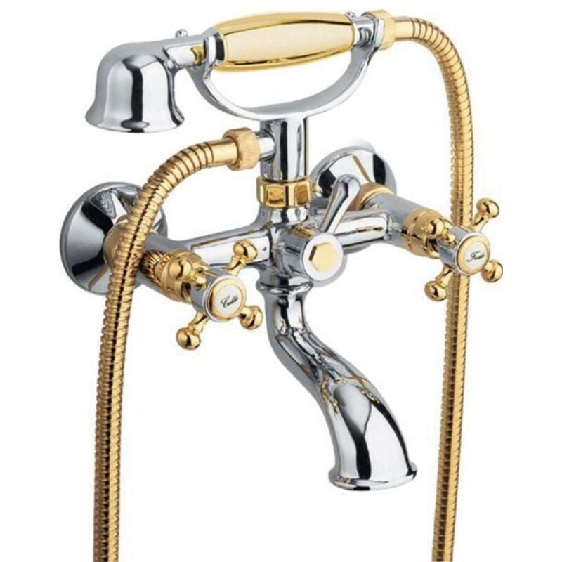 Reitano Rubinetteria Antea - Mitigeur de baignoire avec accessoires, chrome/or 3012 - Sapho