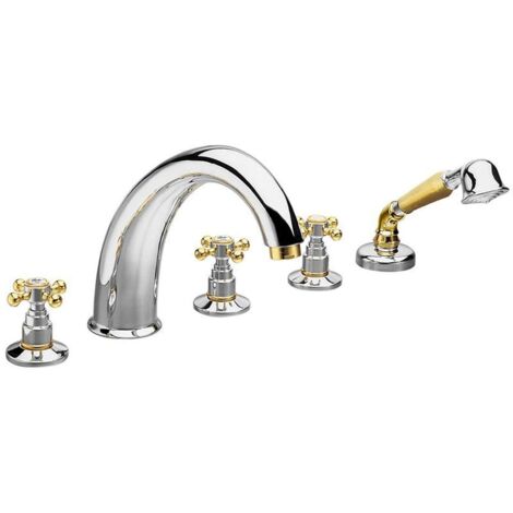 Sapho Reitano Rubinetteria Antea - Set bordovasca, montaggio a 5 fori, cromo/oro 3312