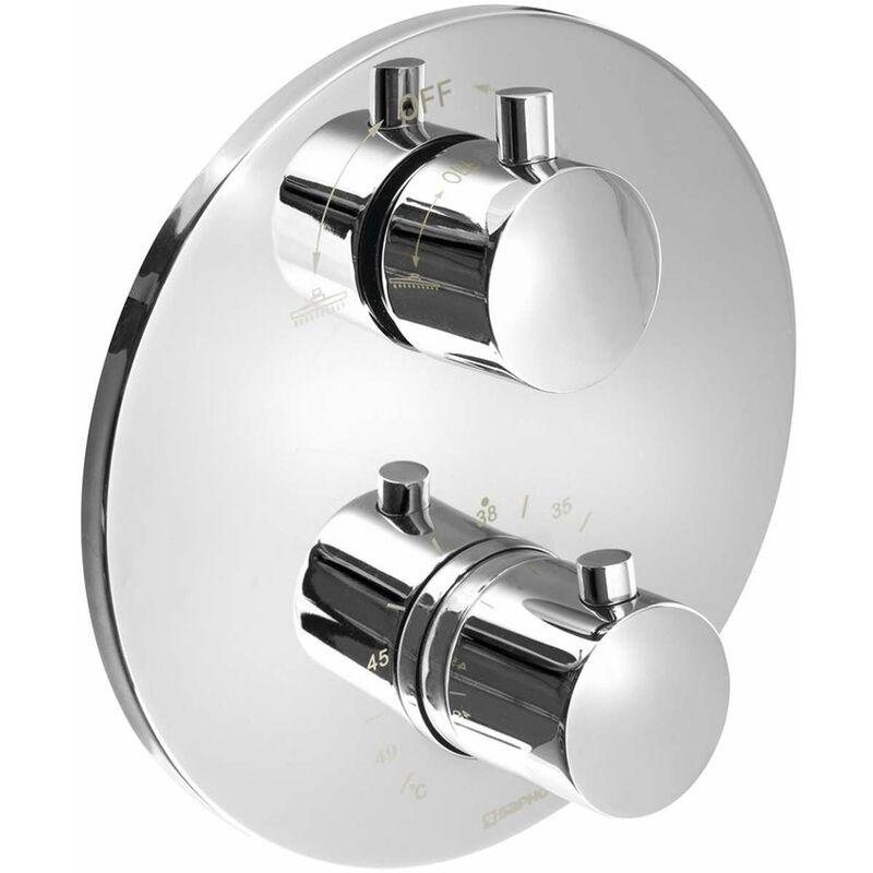 Rhapsody - Mitigeur thermostatique à encastrer, 2 sorties, avec corps d'encastrement, chrome RH399 - Sapho