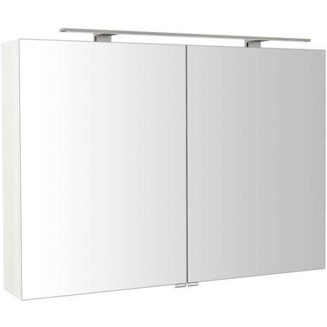 Sapho Riwa - Armario con espejo e iluminación LED, 101x70x17 cm, blanco brillante RIW100-0030