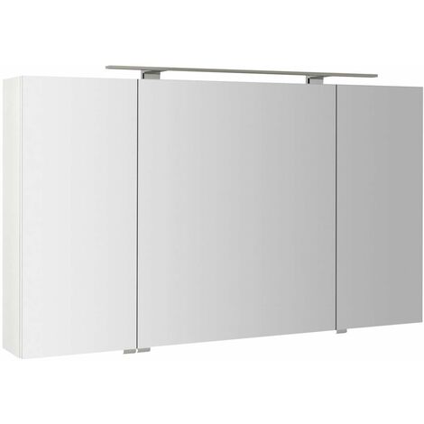 Sapho Riwa - Mobiletto a specchio con illuminazione LED, 121x70x17 cm, 3 ante, bianco lucido RIW120-0030