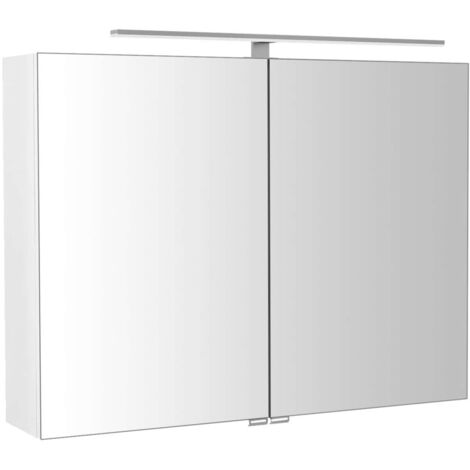 Sapho Riwa - Mobiletto a specchio con illuminazione LED, 81x70x17 cm, bianco lucido RIW080-0030
