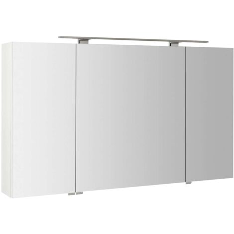 Sapho Riwa - Spiegelschrank mit LED-Beleuchtung, 121x70x17 cm, 3 Türen, weiß glänzend RIW120-0030