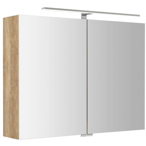 Sapho Riwa - Spiegelschrank mit LED-Beleuchtung 70x81x17 cm, 2 Türen, Eiche Alabama RIW080-0022