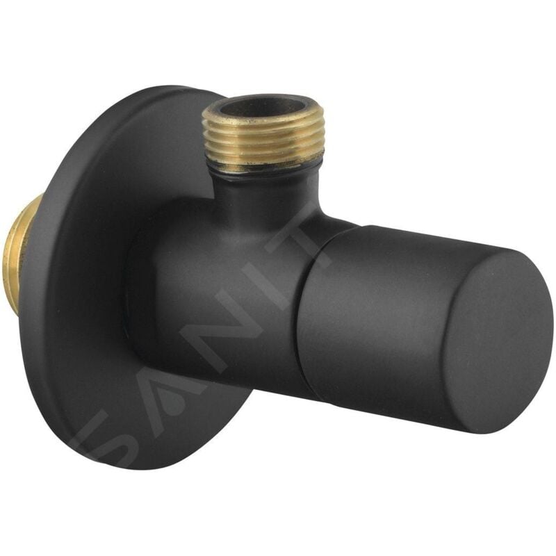 Sapho Robinets d’angle - Robinet d'angle avec rosace, rond, noir mat SL015