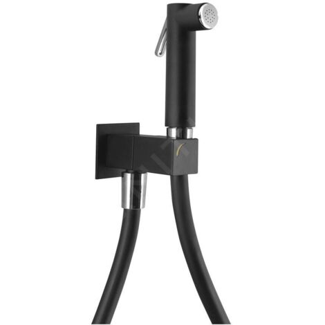 Sapho Robinets non mélangeur - Robinet mural avec douchette à main pour bidet, carré, noir mat SG108NE