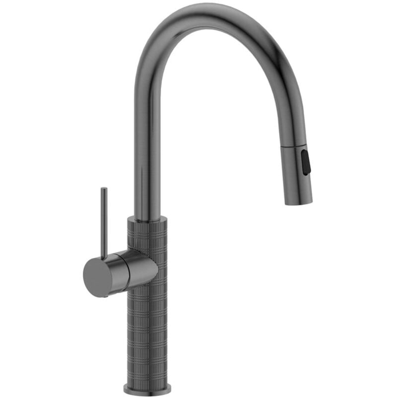 Sapho - Robinetterie - Mitigeur d'évier, avec douchette extractible, gun metal FR576GM