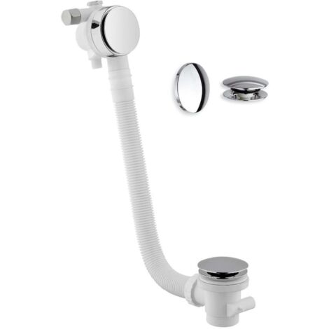 Sapho Senator - Badewannengarnitur mit Einlauf, Click Clack, Länge 900 mm, Stopfen 72 mm, Edelstahl VR269028