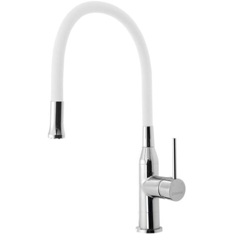 Sapho Sili - Grifo de fregadero con brazo flexible, blanco/cromo SR481
