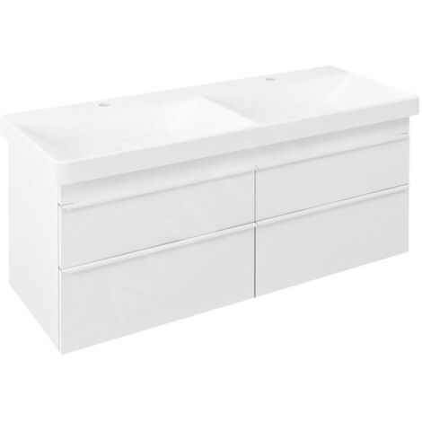 Sapho Sitia - Meuble-lavabo, 116x50x44 cm, 4 tiroirs, blanc mat SI120-3131